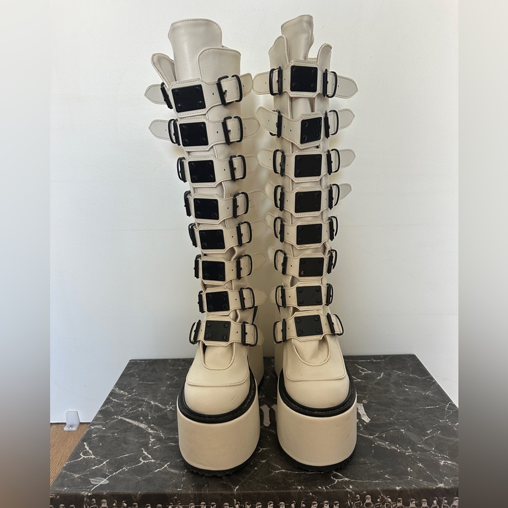 Demonia White Swing 815 Platform Boots - image 2